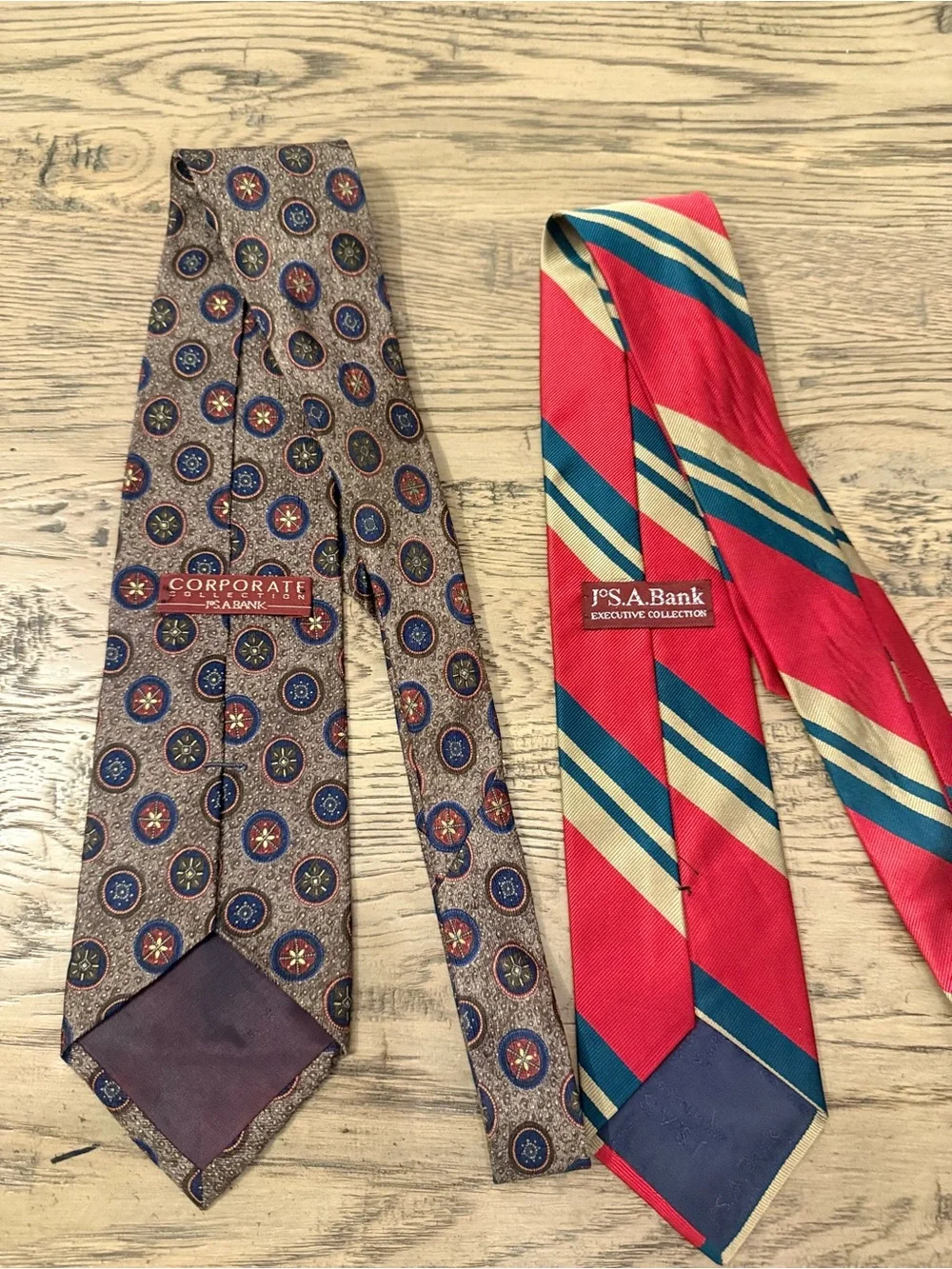 Vintage Jos. A. Bank Red and Blue Striped Silk Tie